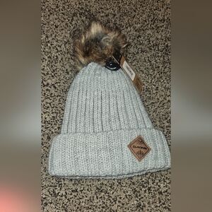 Dakine Light Gray Beanie with Faux Fur Pom